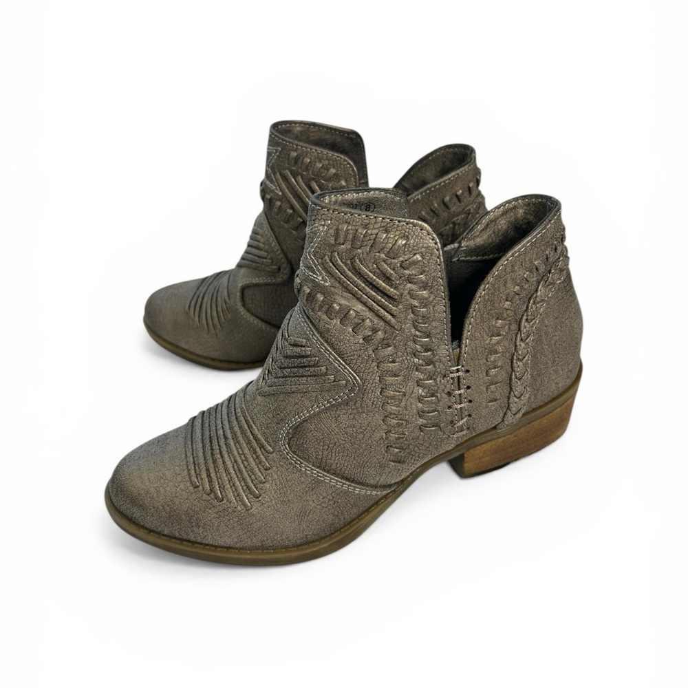Not Rated Western Ankle Booties Womens Taupe Distressed Boho Booties